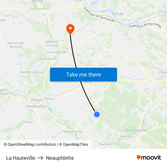 La Hauteville to Neauphlette map