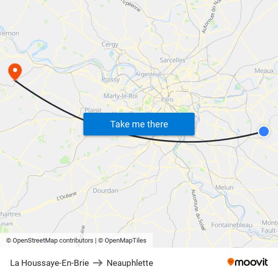 La Houssaye-En-Brie to Neauphlette map