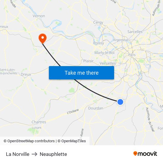La Norville to Neauphlette map