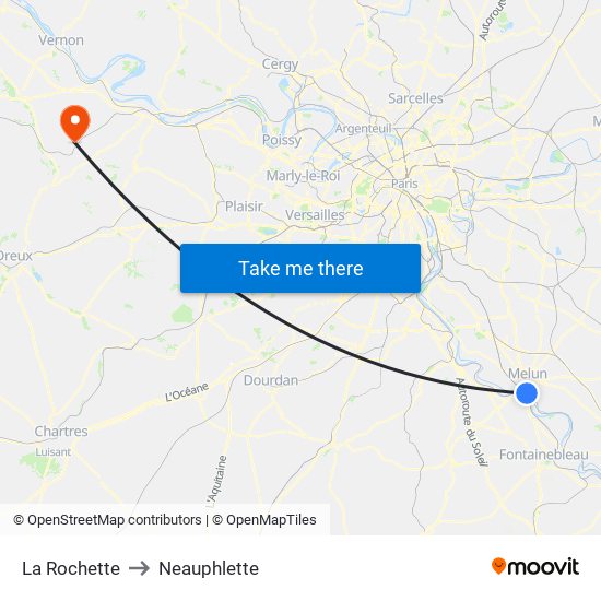 La Rochette to Neauphlette map