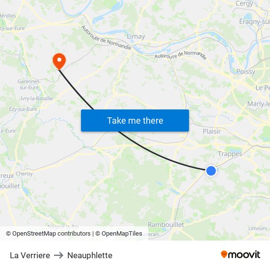 La Verriere to Neauphlette map