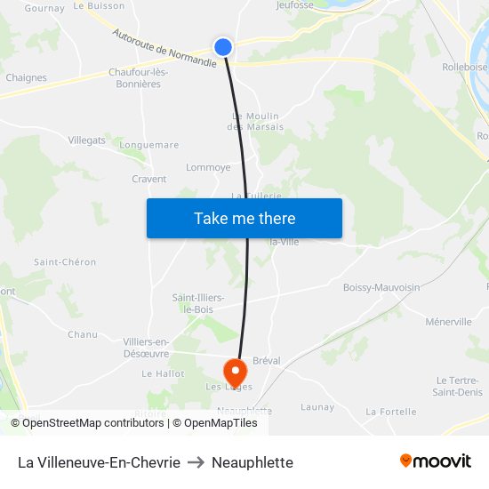 La Villeneuve-En-Chevrie to Neauphlette map