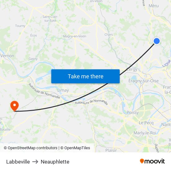 Labbeville to Neauphlette map