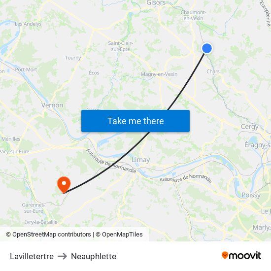 Lavilletertre to Neauphlette map