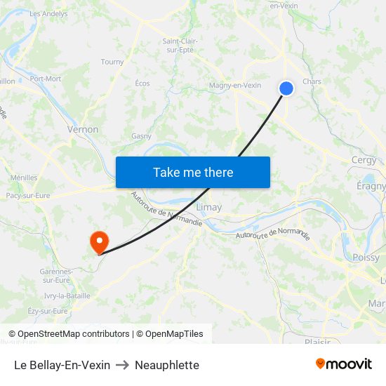 Le Bellay-En-Vexin to Neauphlette map