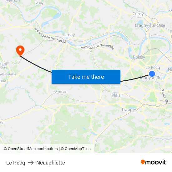 Le Pecq to Neauphlette map