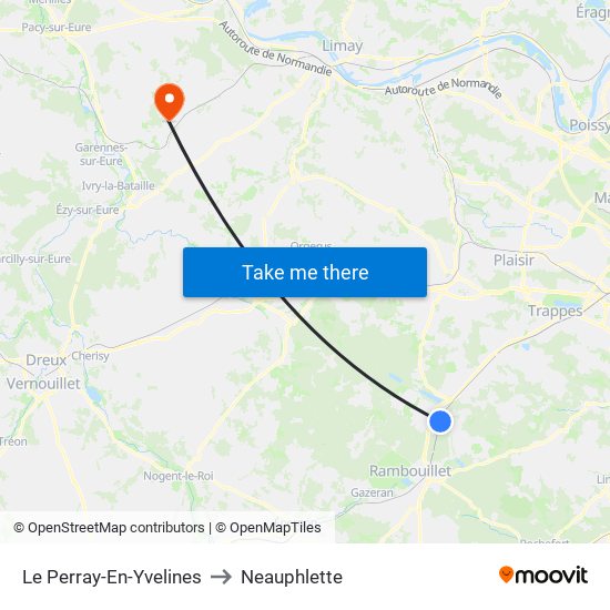 Le Perray-En-Yvelines to Neauphlette map