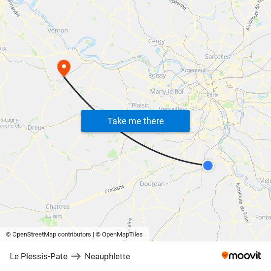 Le Plessis-Pate to Neauphlette map