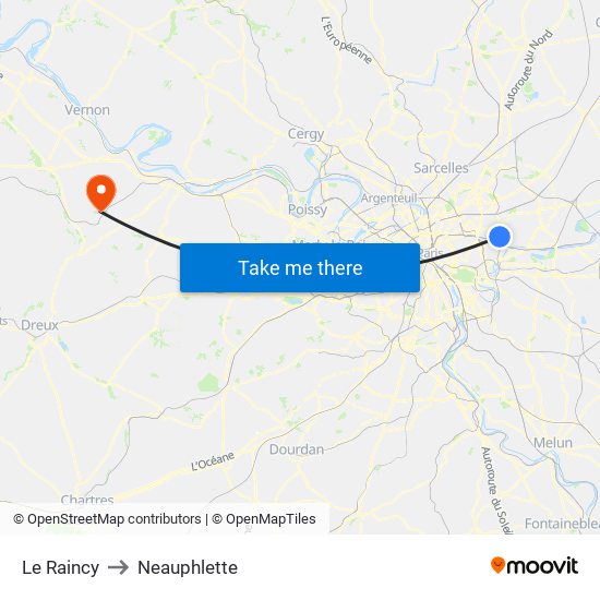 Le Raincy to Neauphlette map