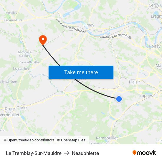 Le Tremblay-Sur-Mauldre to Neauphlette map