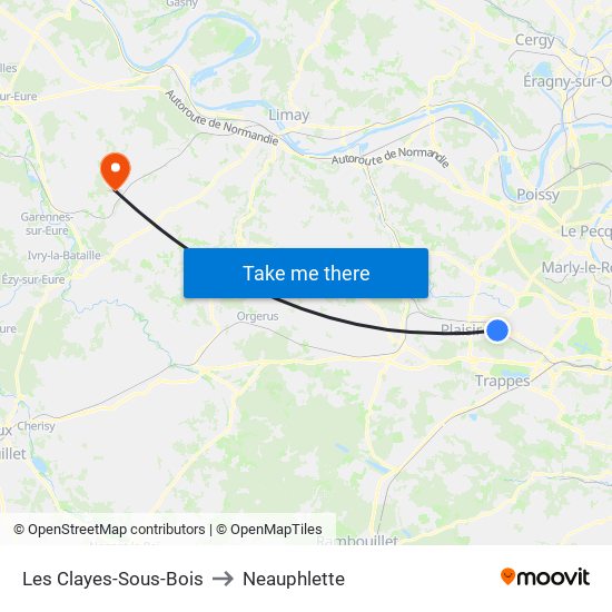 Les Clayes-Sous-Bois to Neauphlette map