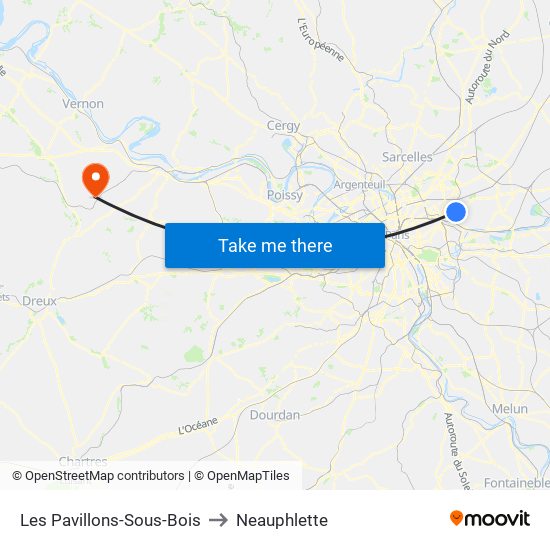 Les Pavillons-Sous-Bois to Neauphlette map