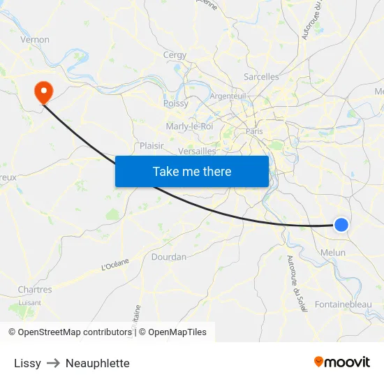 Lissy to Neauphlette map