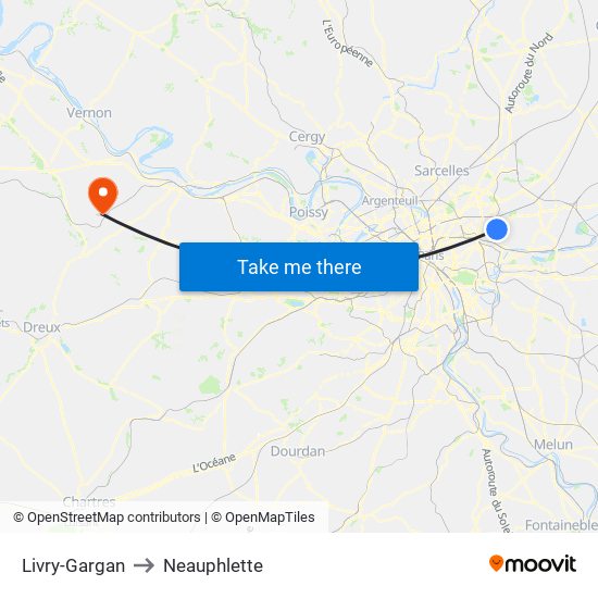 Livry-Gargan to Neauphlette map