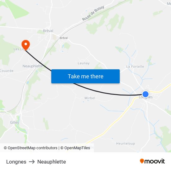 Longnes to Neauphlette map