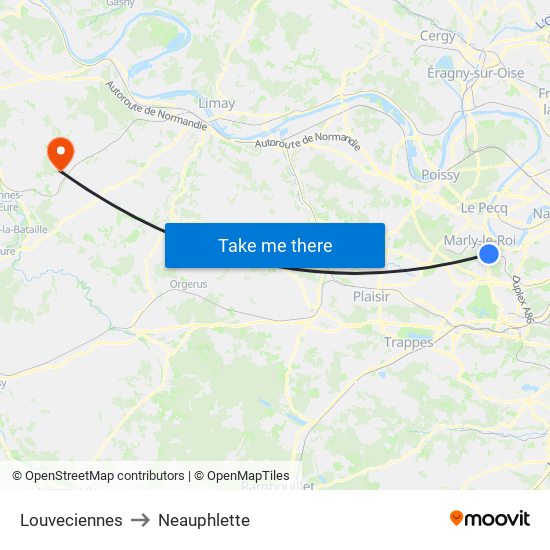 Louveciennes to Neauphlette map