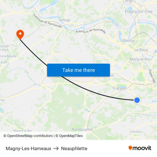 Magny-Les-Hameaux to Neauphlette map