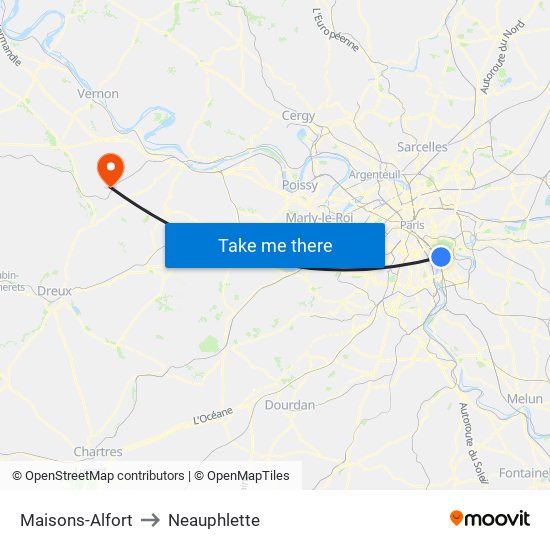 Maisons-Alfort to Neauphlette map