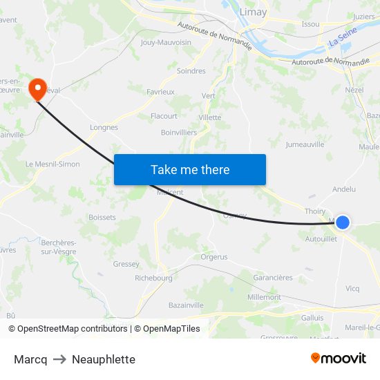 Marcq to Neauphlette map