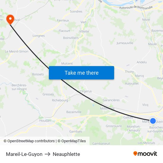 Mareil-Le-Guyon to Neauphlette map