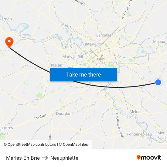 Marles-En-Brie to Neauphlette map