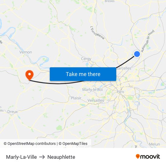 Marly-La-Ville to Neauphlette map