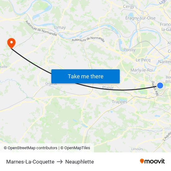 Marnes-La-Coquette to Neauphlette map