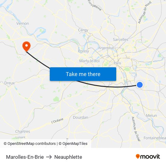 Marolles-En-Brie to Neauphlette map