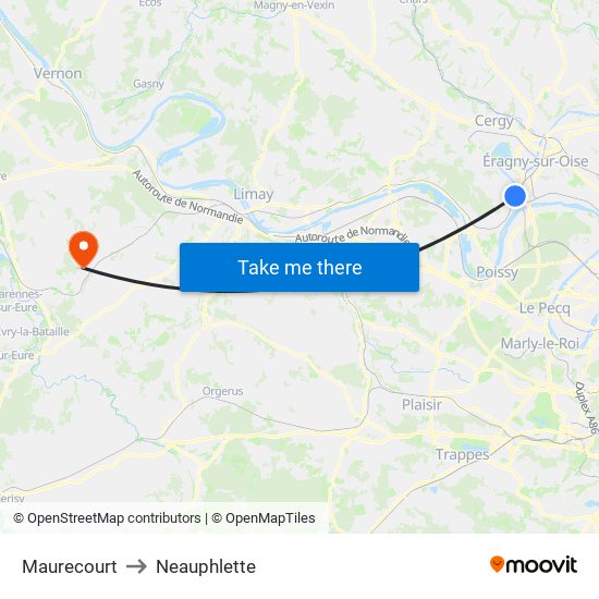 Maurecourt to Neauphlette map