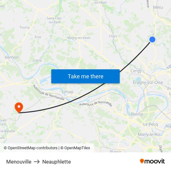 Menouville to Neauphlette map