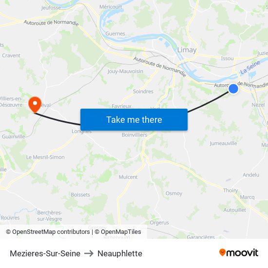 Mezieres-Sur-Seine to Neauphlette map
