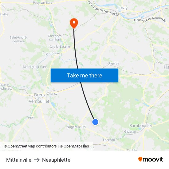 Mittainville to Neauphlette map