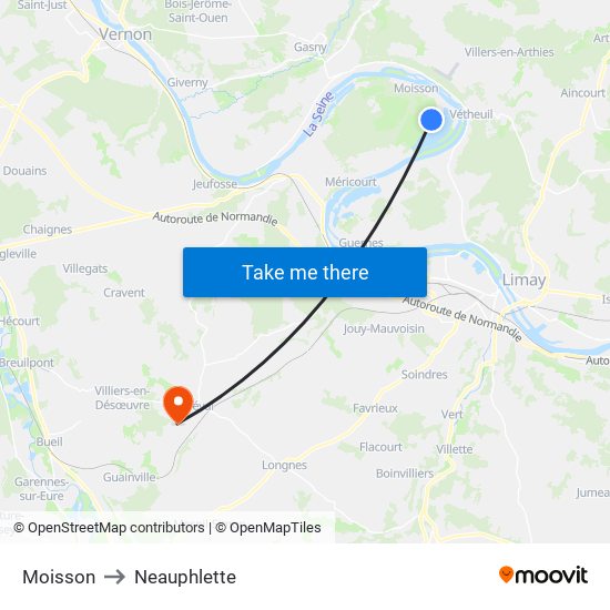 Moisson to Neauphlette map