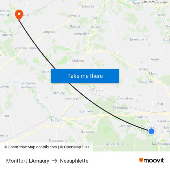 Montfort-L'Amaury to Neauphlette map