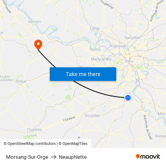 Morsang-Sur-Orge to Neauphlette map