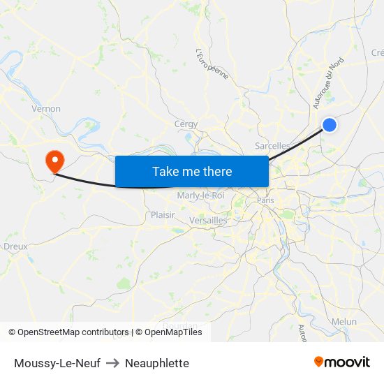 Moussy-Le-Neuf to Neauphlette map