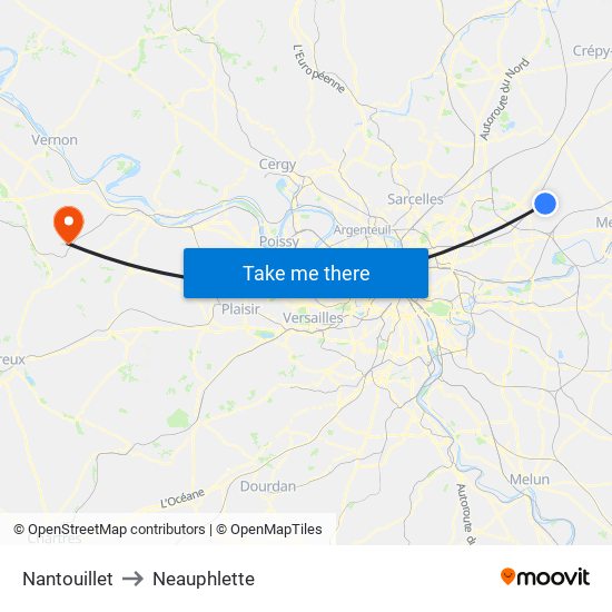 Nantouillet to Neauphlette map