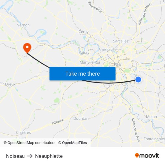 Noiseau to Neauphlette map