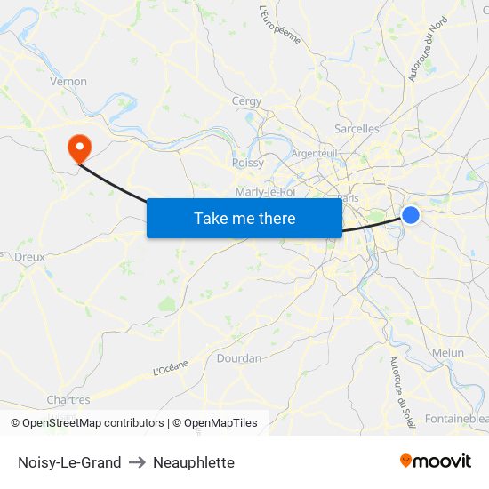 Noisy-Le-Grand to Neauphlette map