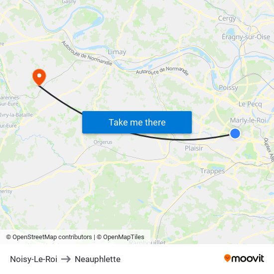 Noisy-Le-Roi to Neauphlette map