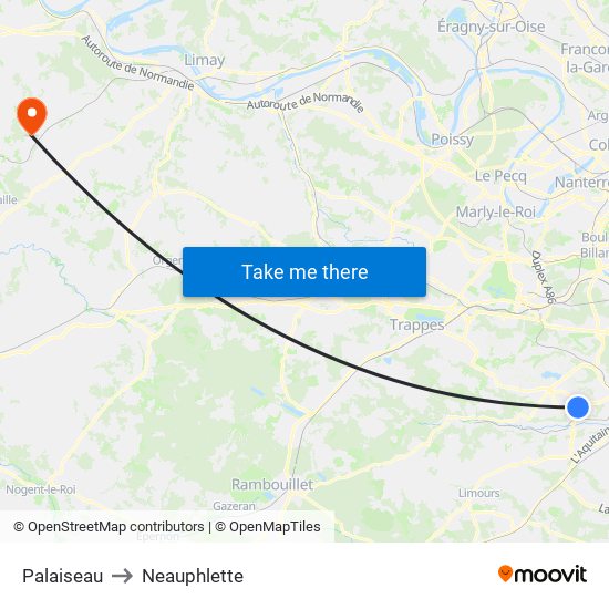 Palaiseau to Neauphlette map