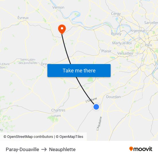 Paray-Douaville to Neauphlette map