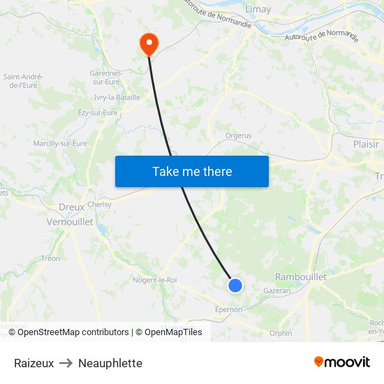 Raizeux to Neauphlette map