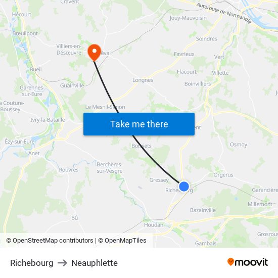 Richebourg to Neauphlette map