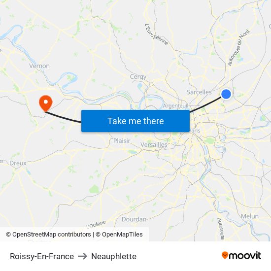 Roissy-En-France to Neauphlette map