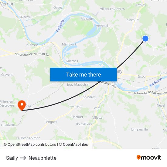Sailly to Neauphlette map