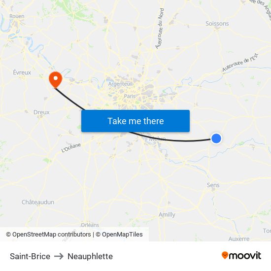 Saint-Brice to Neauphlette map