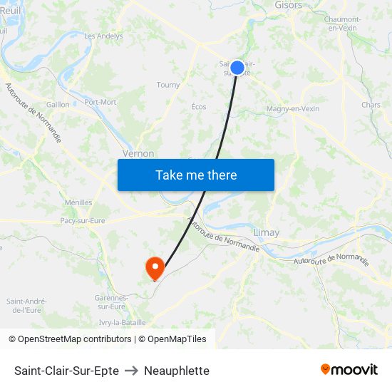 Saint-Clair-Sur-Epte to Neauphlette map