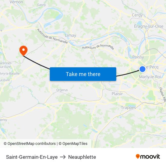 Saint-Germain-En-Laye to Neauphlette map