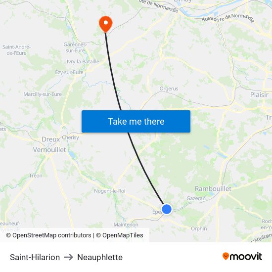 Saint-Hilarion to Neauphlette map